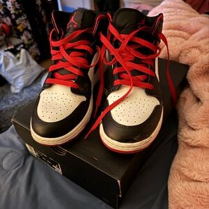Jordan Kids Black and White Sneakers with Red Accents